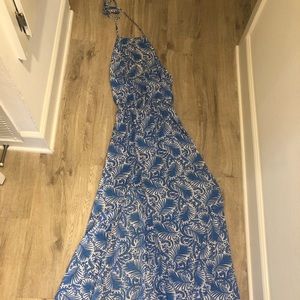 Show me your MuMu, blur & White palm print dress